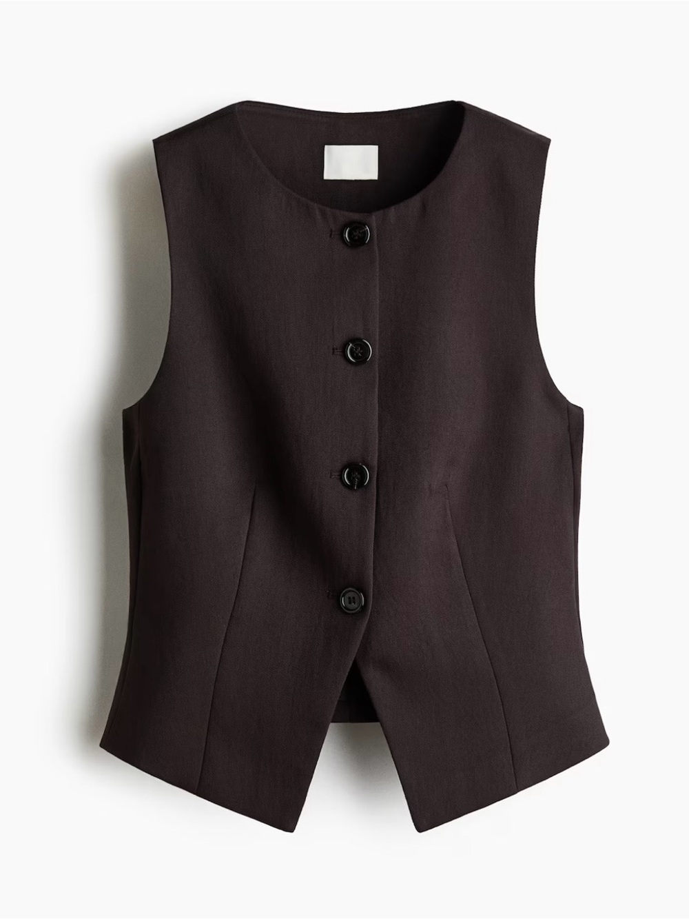 Sleeveless Button Front Brown Vest